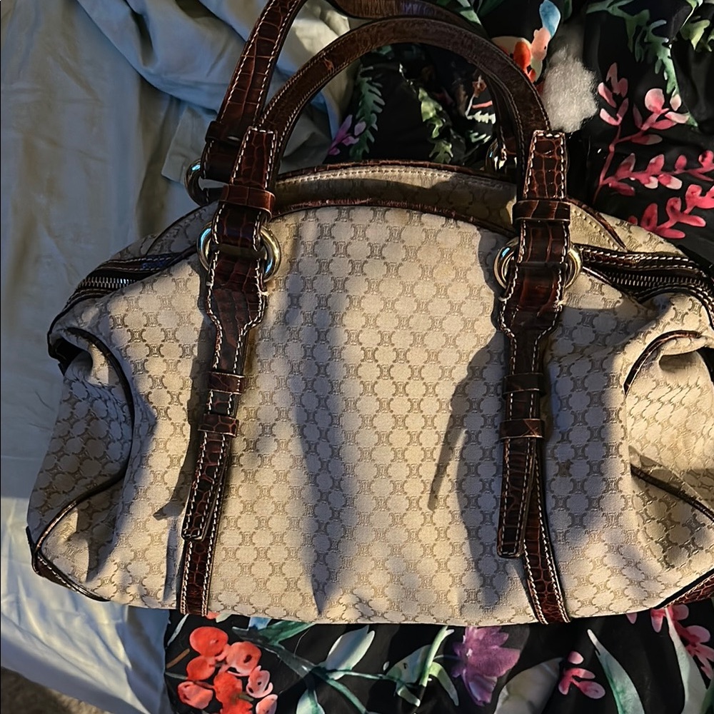 Elegant Beige and Brown Designer Handbag